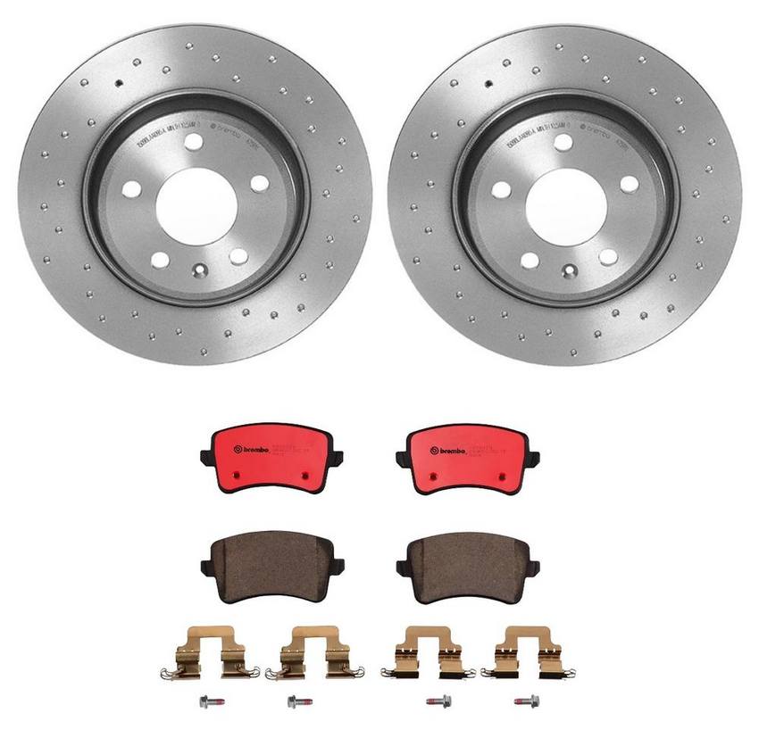 Audi Brembo Brake Kit - Pads and Rotors Rear (300mm) (Xtra) (Ceramic) 8K0698451G - Brembo 2265529KIT